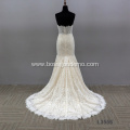 High-end lace beaded simple sleeveless lace mermaid wedding dress fish cut